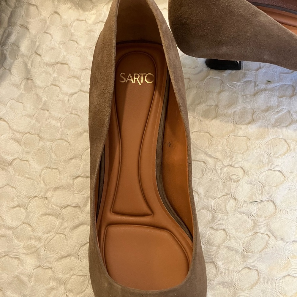 NIB Sarto Diva Kitten Heels Brown Suede 6.5 - Picture 6 of 12